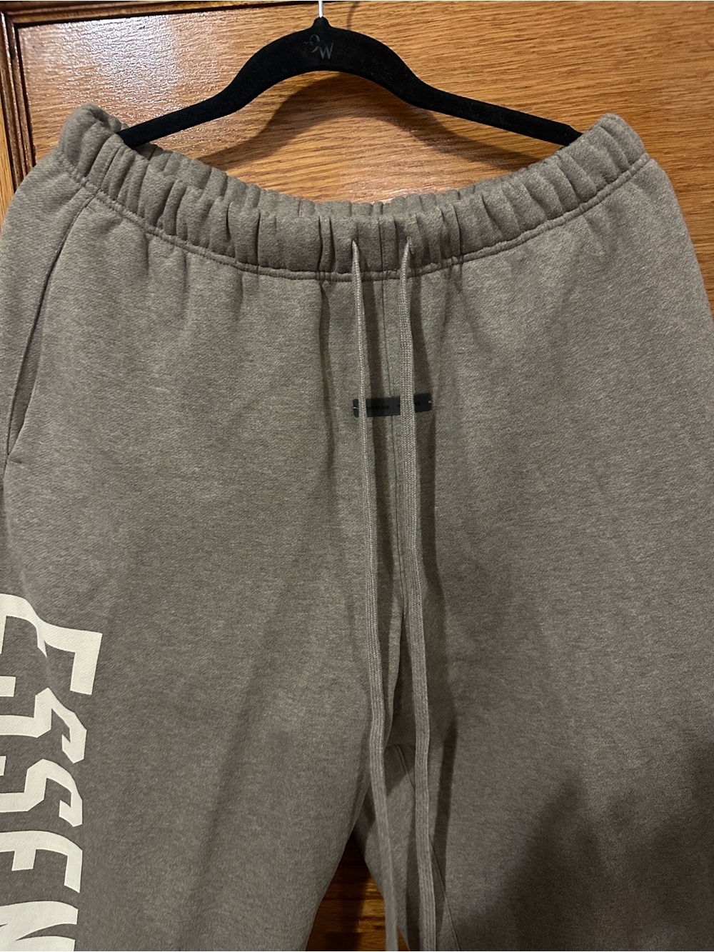 Essentials Men's Dark Oatmeal Drawstring Joggers with Side Logo